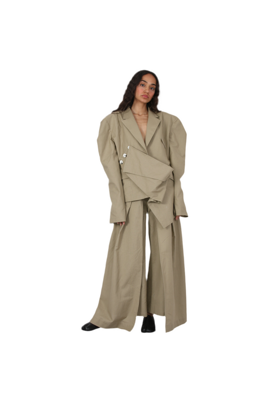Linen Celestial slit Wide-Leg Pants