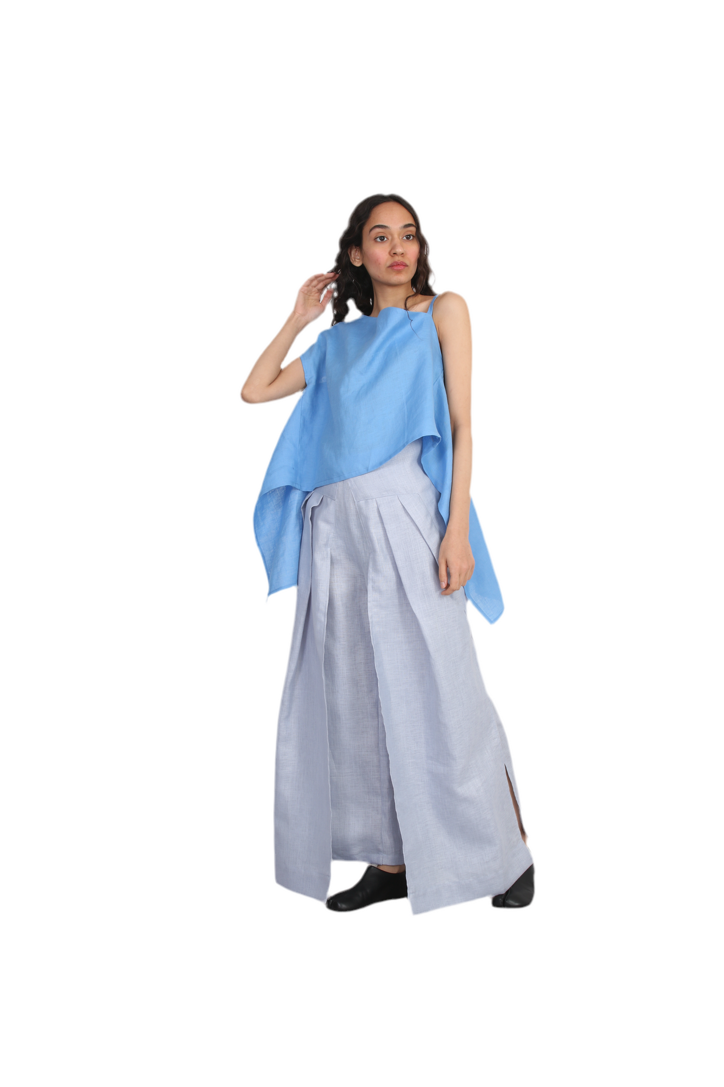 Linen Celestial slit Wide-Leg Pants