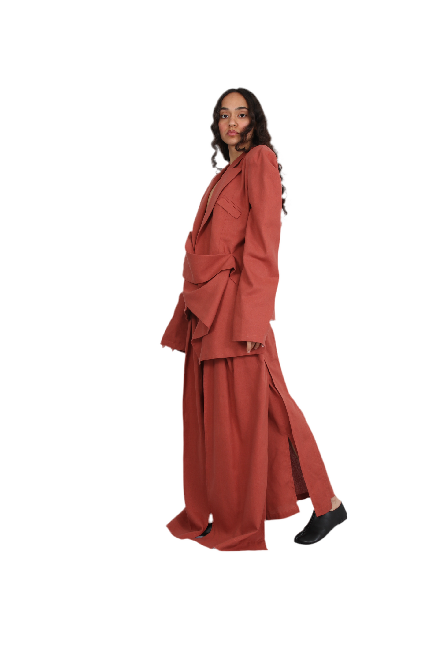 Linen Celestial slit Wide-Leg Pants