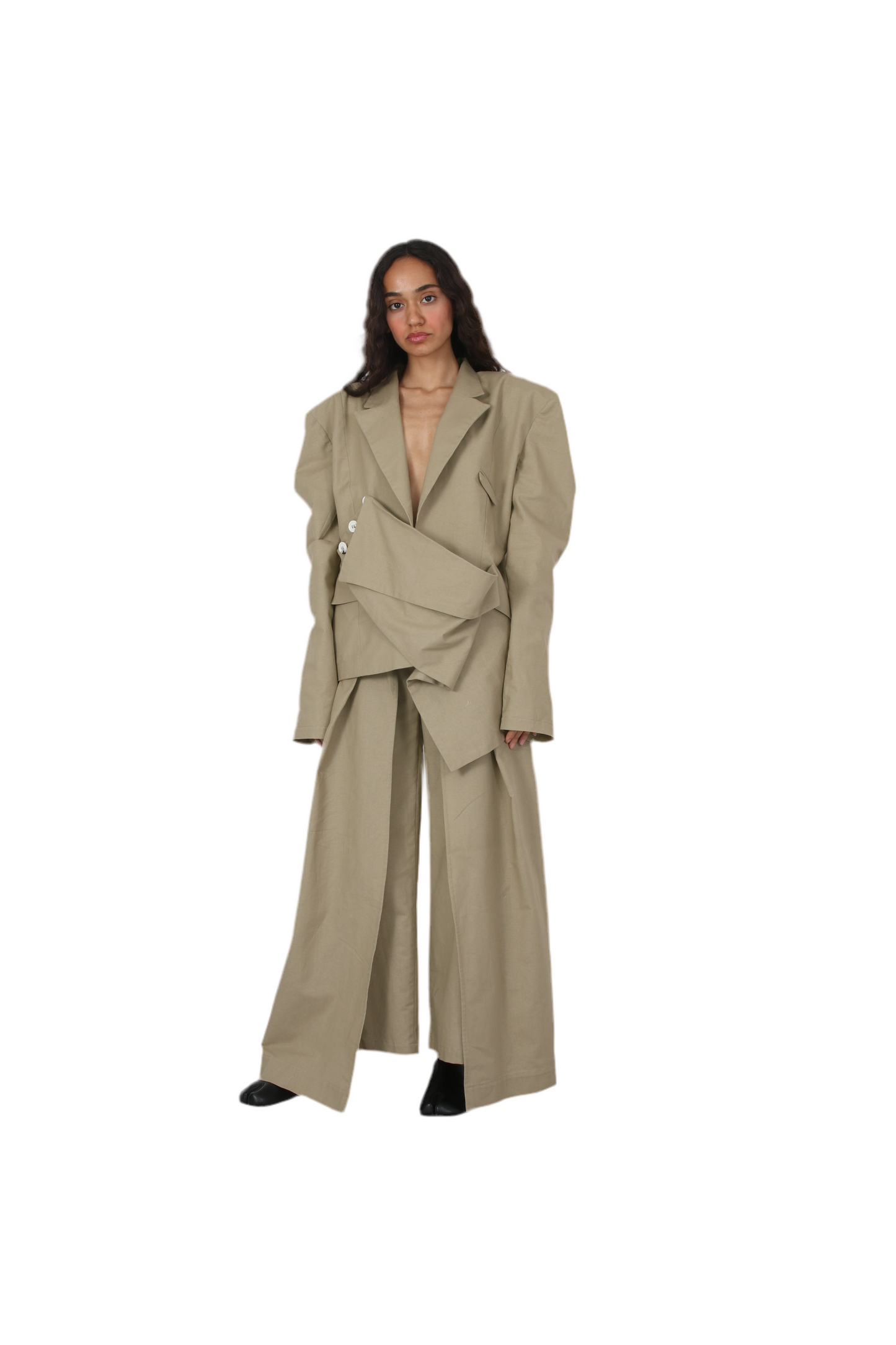 Linen Celestial slit Wide-Leg Pants