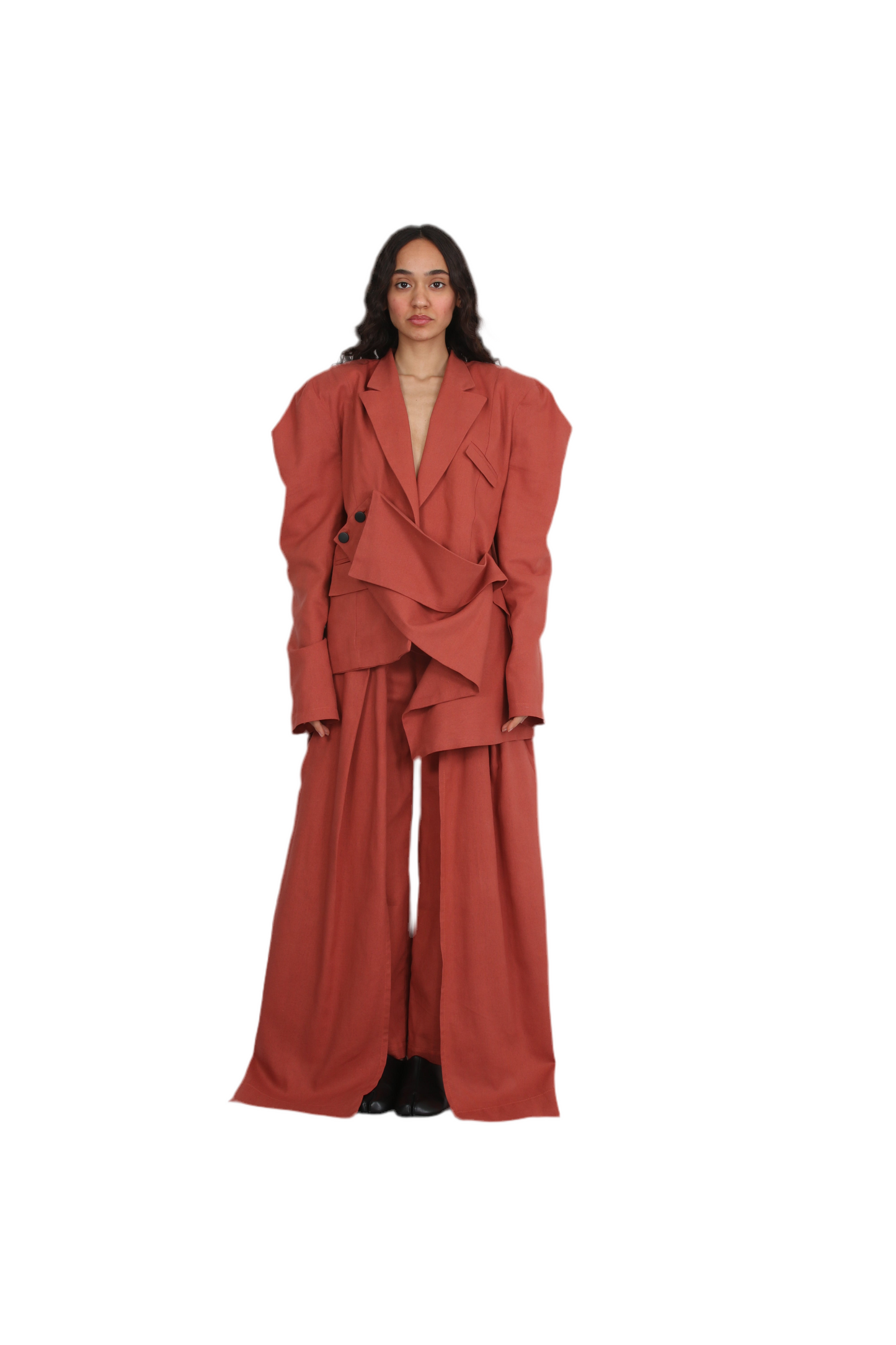 Linen Celestial slit Wide-Leg Pants