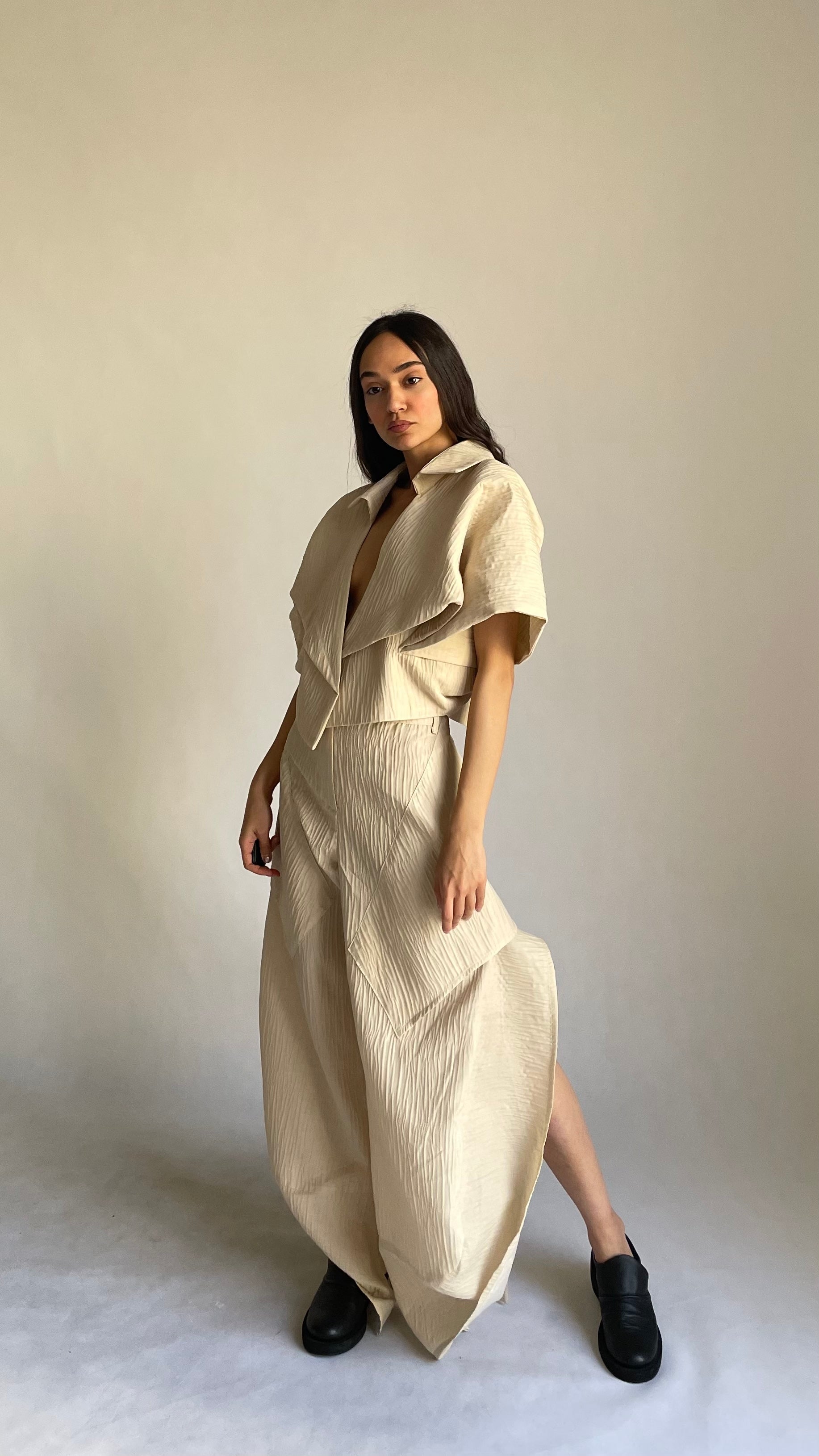 Eternal Fold Jacquard Cropped Jacket