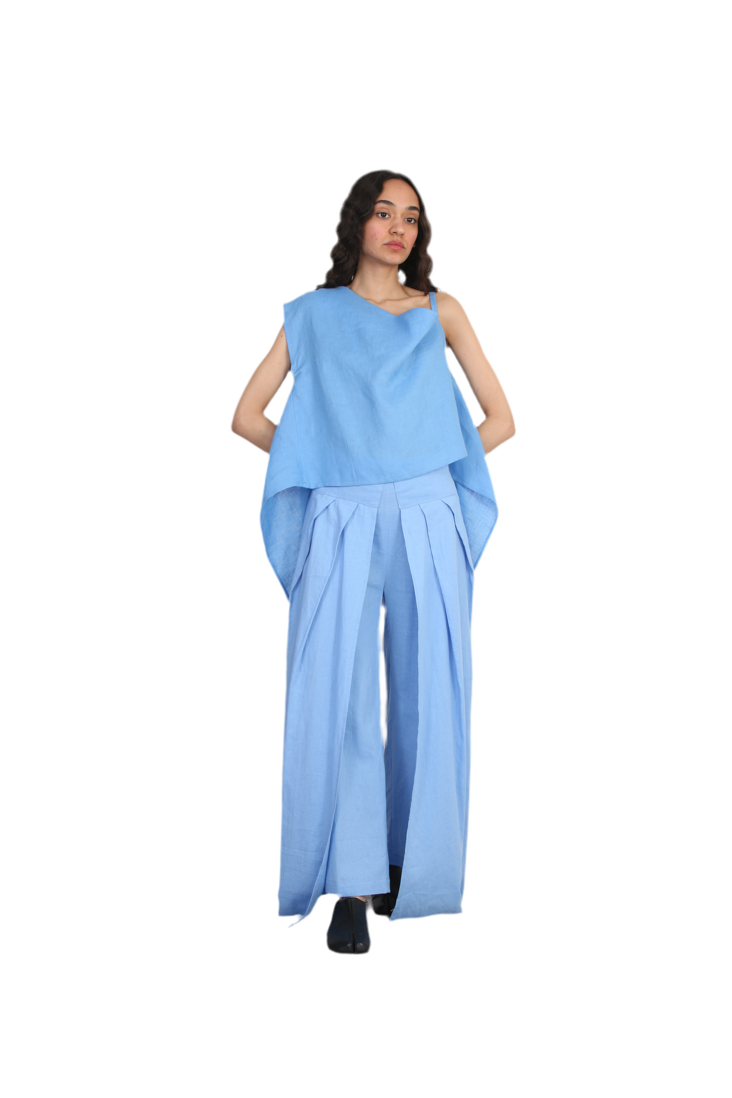 Linen Celestial slit Wide-Leg Pants