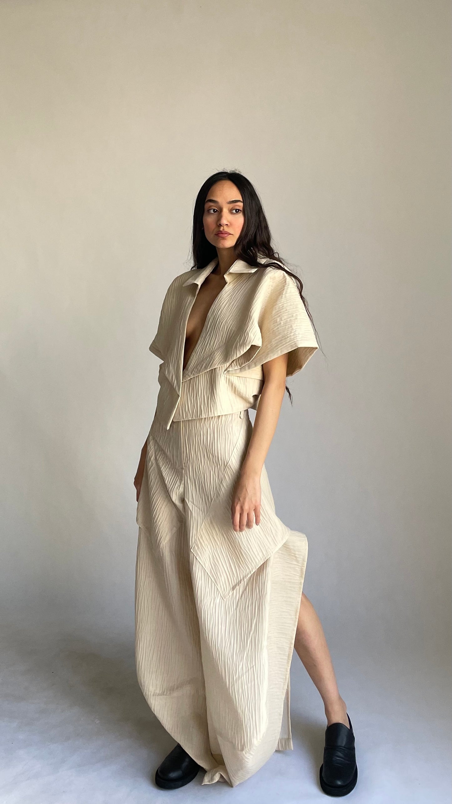 Eternal Fold Jacquard Cropped Jacket