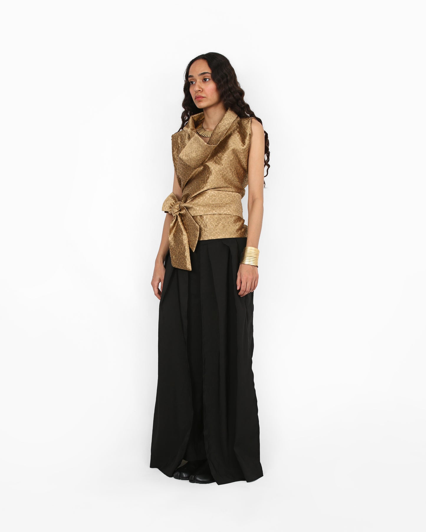 Linen Celestial slit Wide-Leg Pants