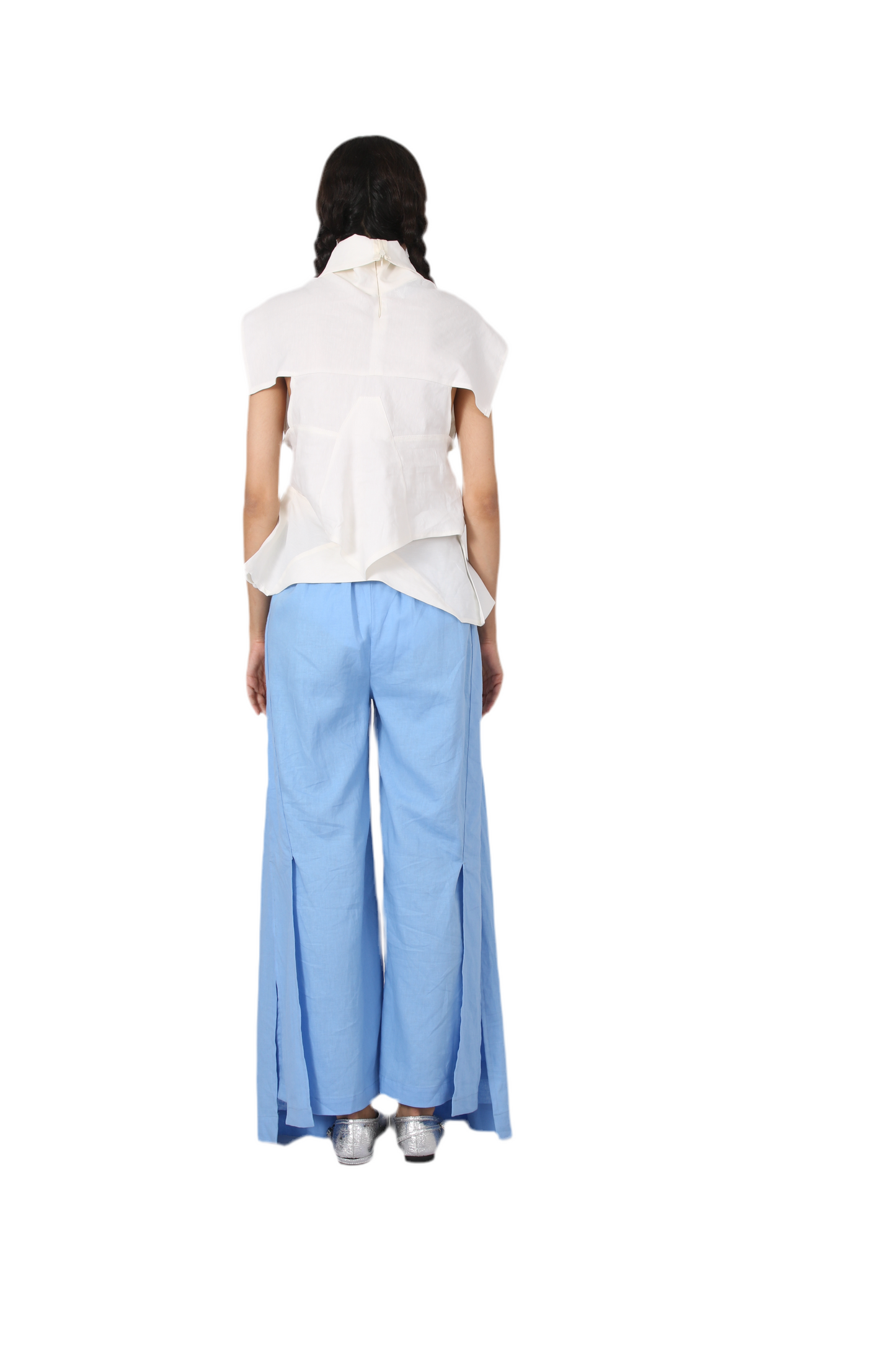 Linen Celestial slit Wide-Leg Pants