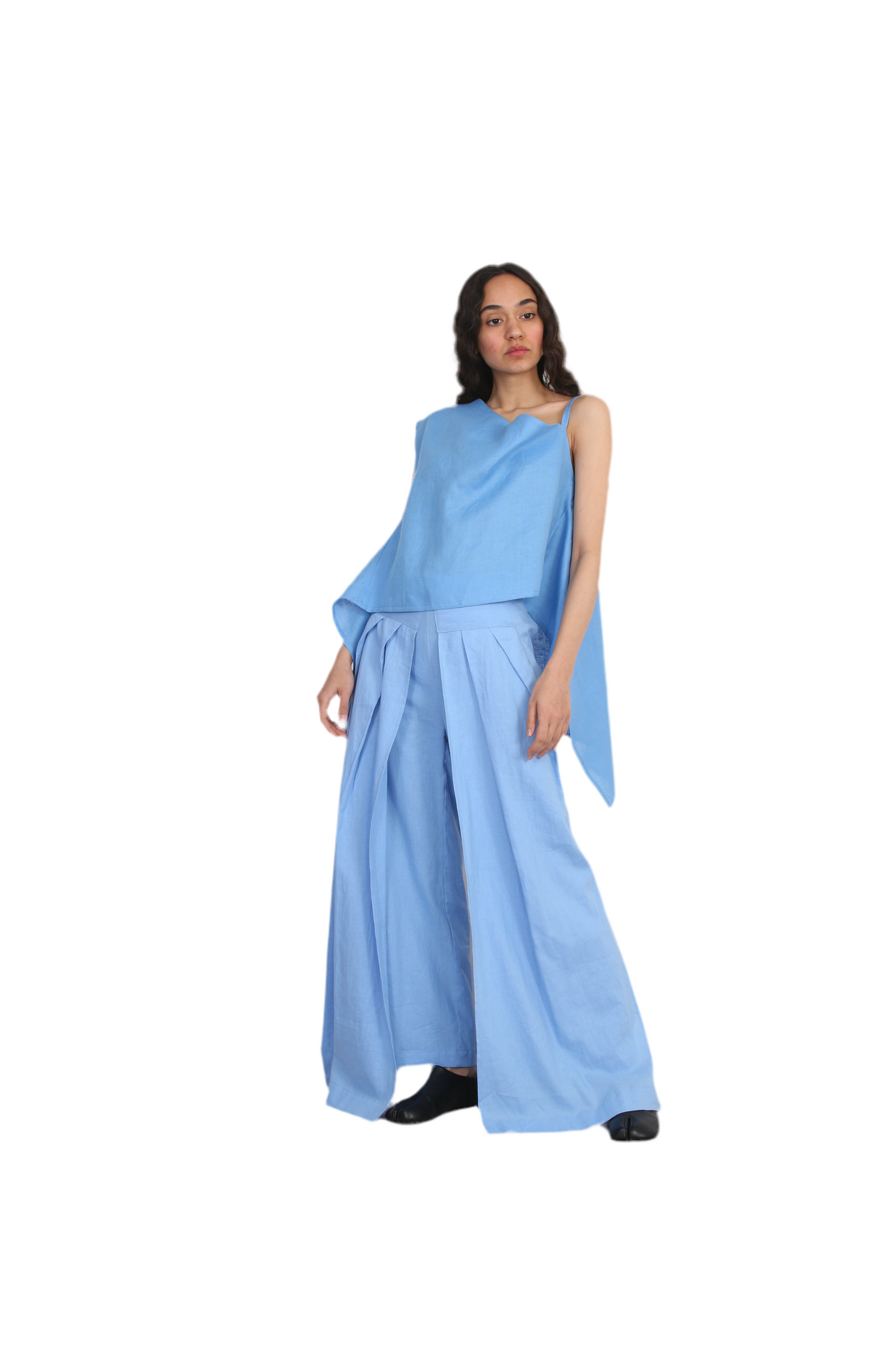Linen Celestial slit Wide-Leg Pants