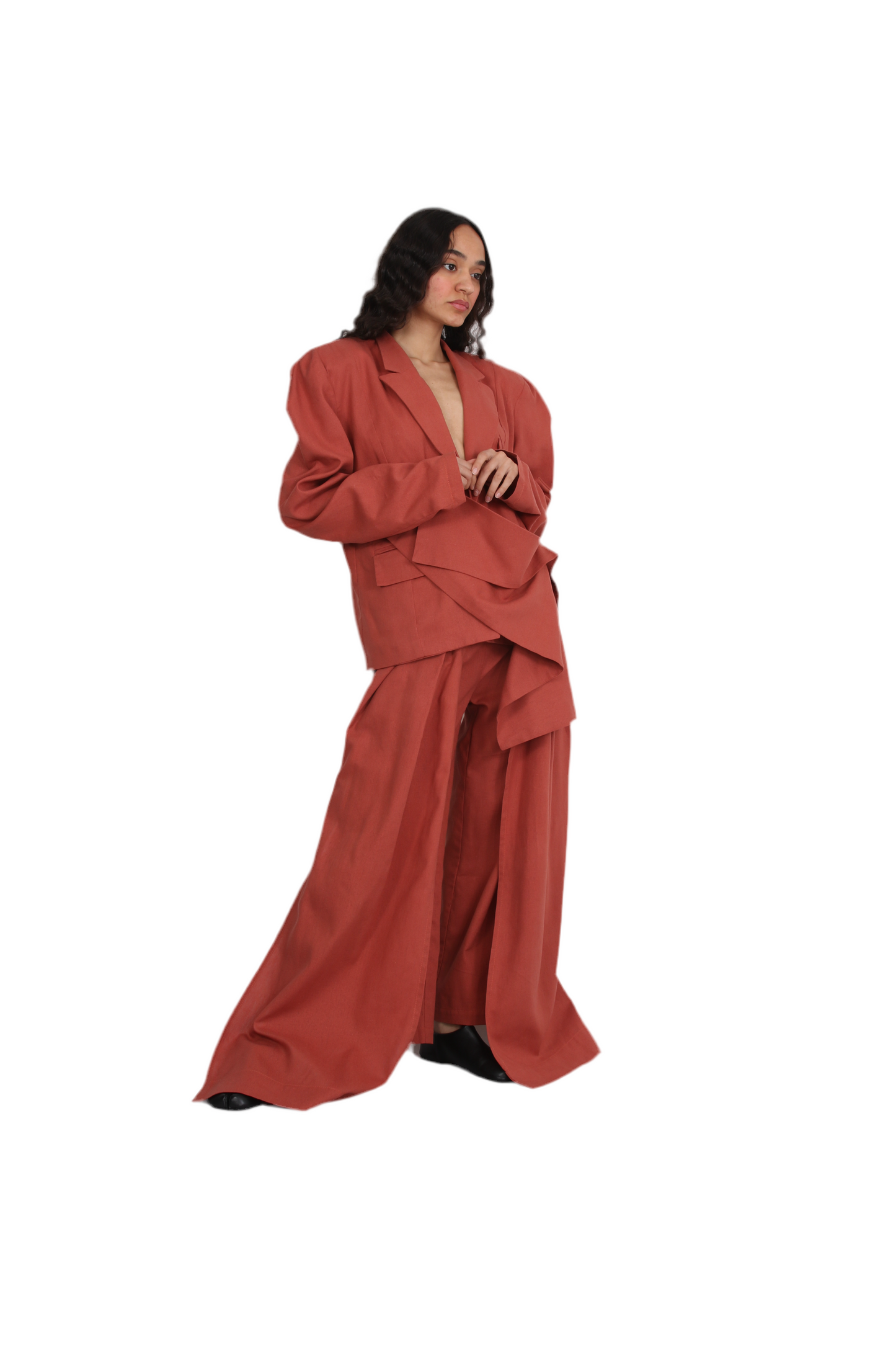 Linen Celestial slit Wide-Leg Pants
