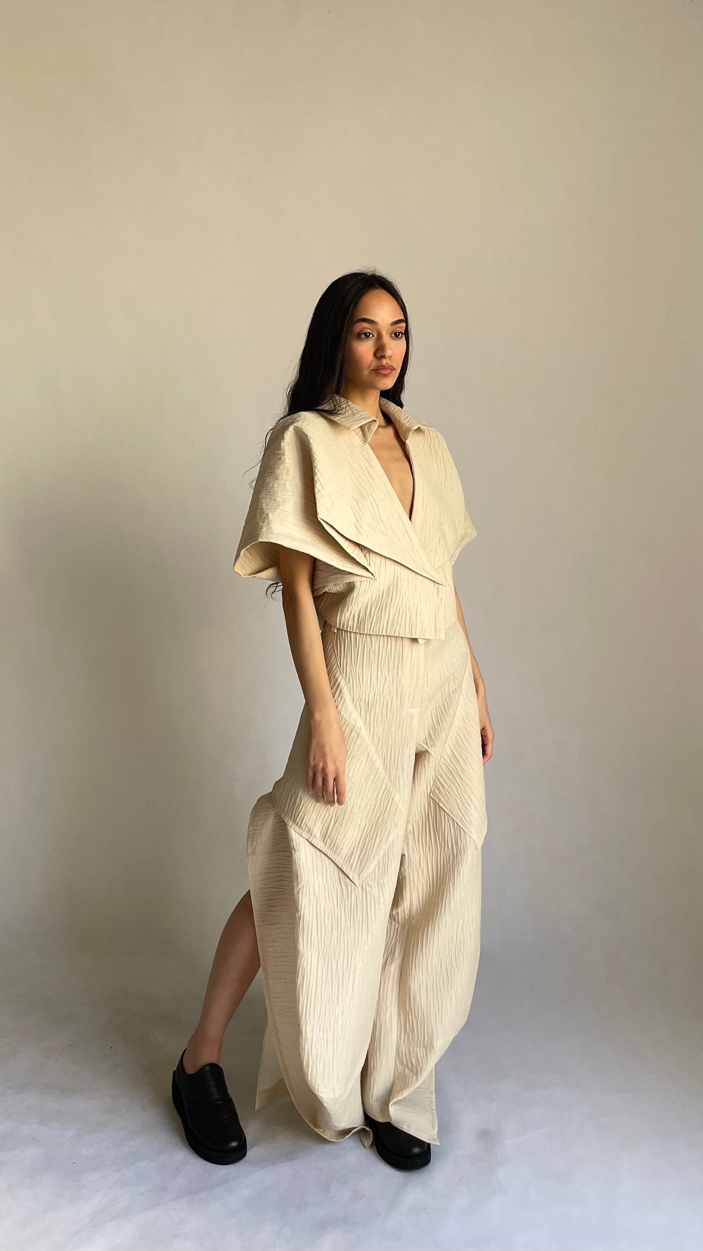 Eternal Fold Jacquard Cropped Jacket