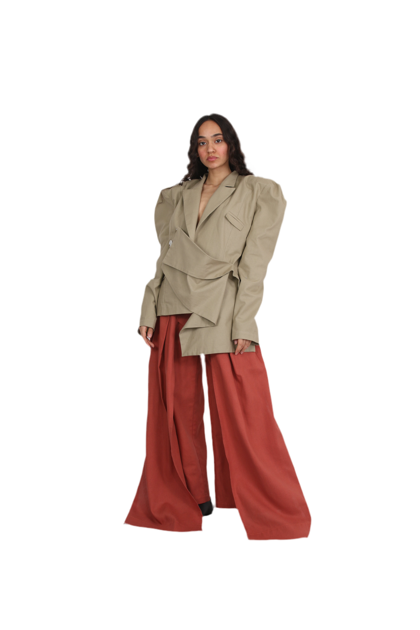 Linen Celestial slit Wide-Leg Pants