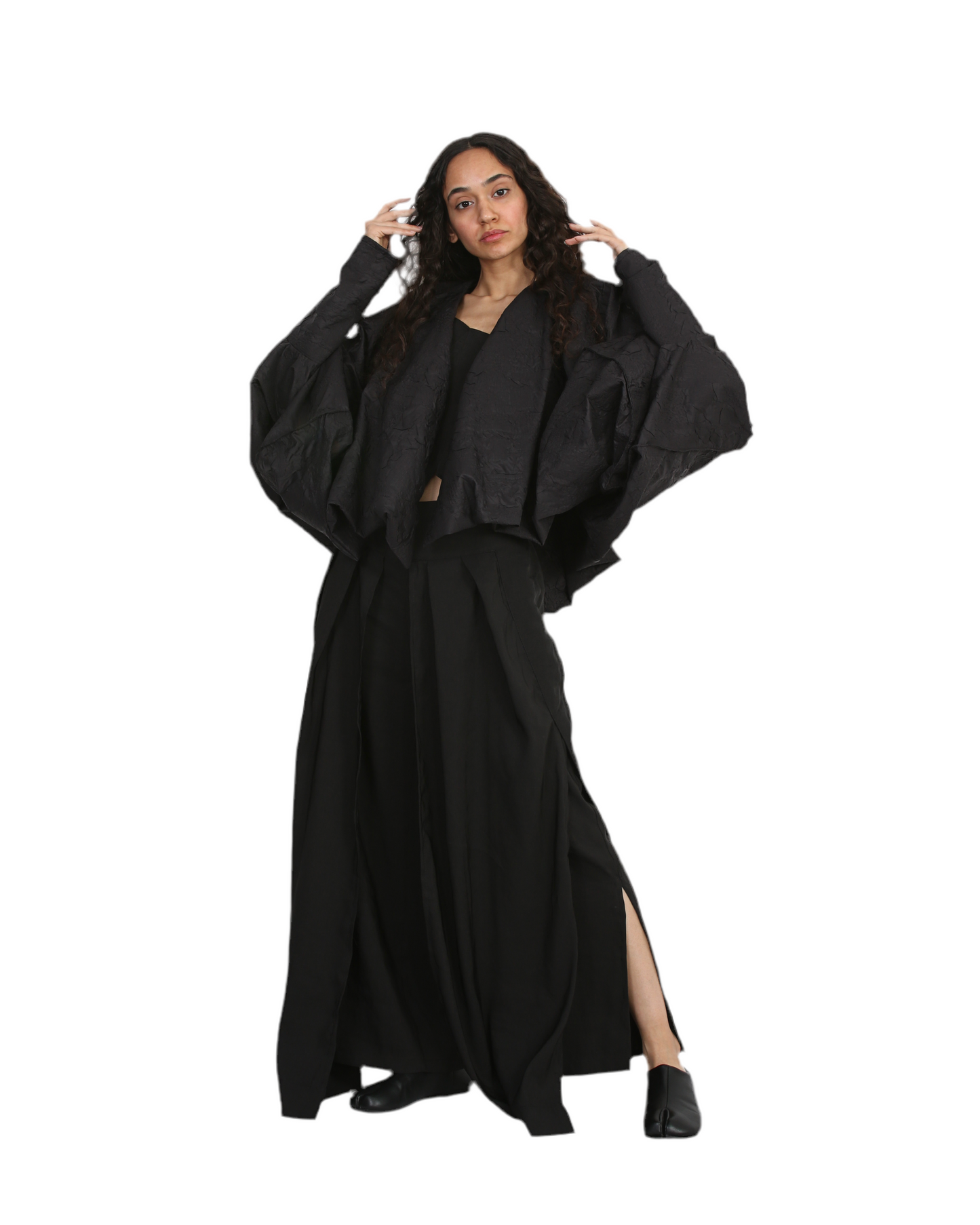Linen Celestial slit Wide-Leg Pants