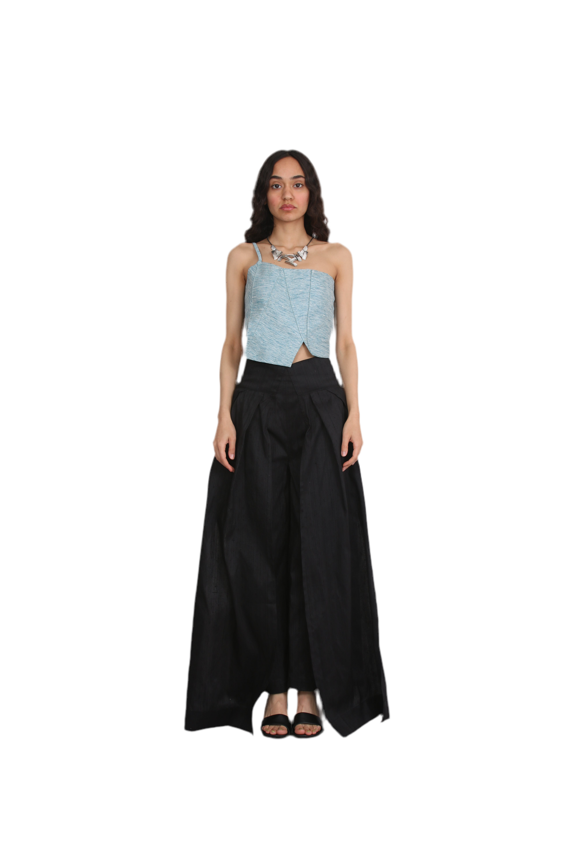 【MODERNIF】Tension slit semi-wide slacks Pleated low-rise dress pant | Twik | Shop Women%u2019s Wide