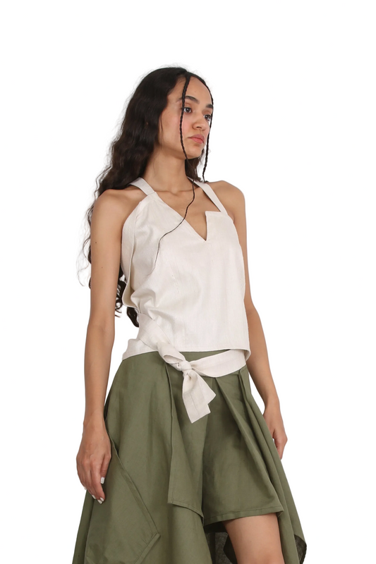 Tied Essence Top cream silk
