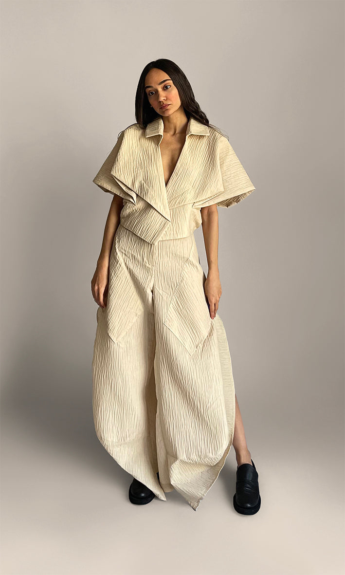 Eternal Fold Jacquard Cropped Jacket