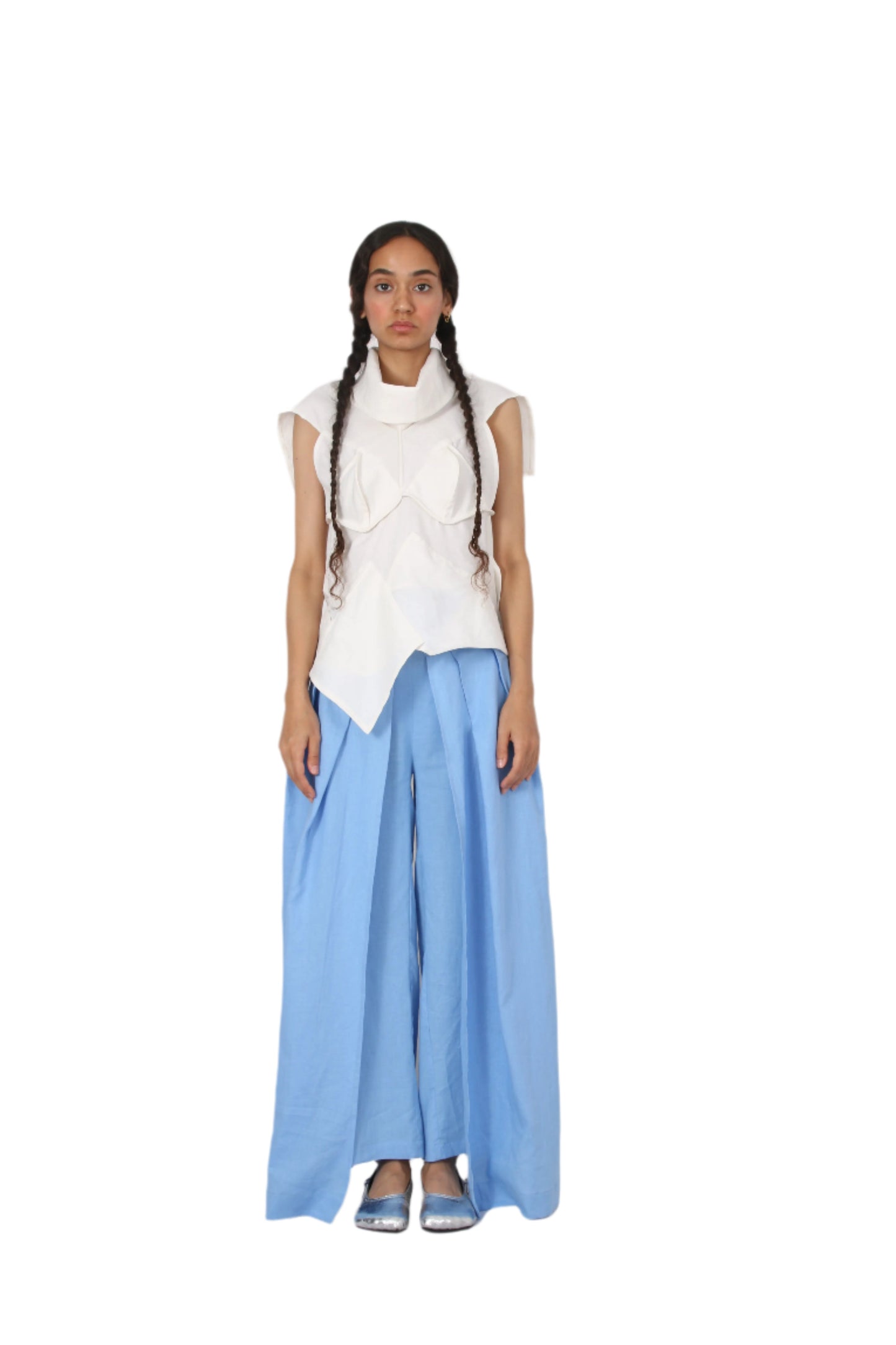 Linen Celestial slit Wide-Leg Pants