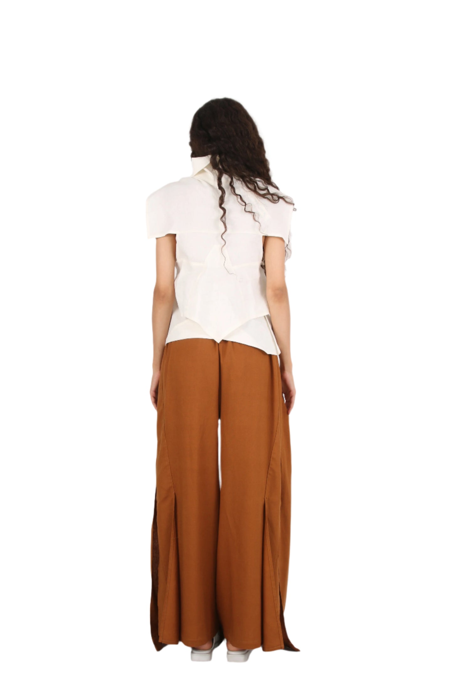 Linen Celestial slit Wide-Leg Pants